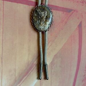 Vintage Dendritic Agate Bolo Tie | Natural Stone Western Tie